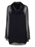 Alberta Ferretti cowl-neck sheer blouse - Black