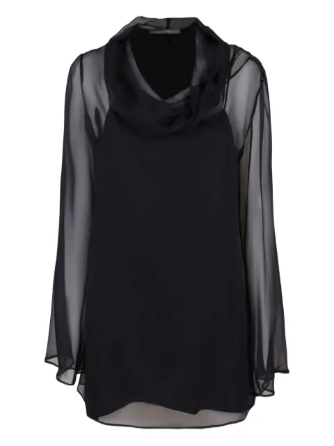 Alberta Ferretti cowl-neck sheer blouse