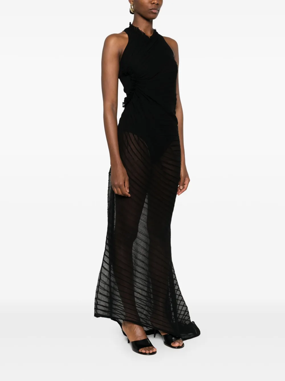 Shop Victoria Beckham Ribbed Maxi Dress In Black