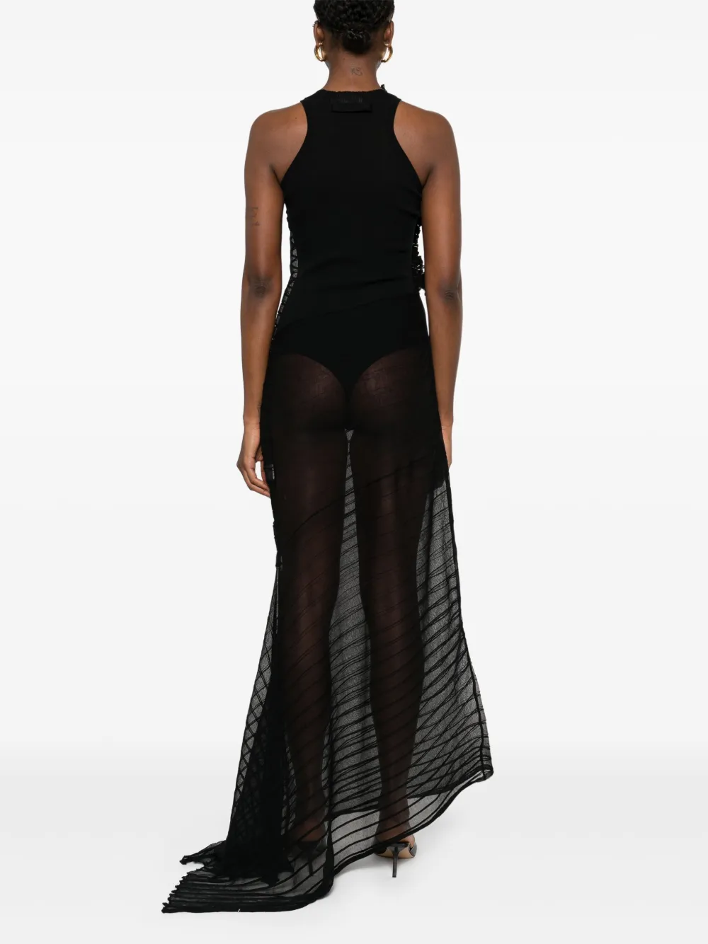 Shop Victoria Beckham Ribbed Maxi Dress In Black