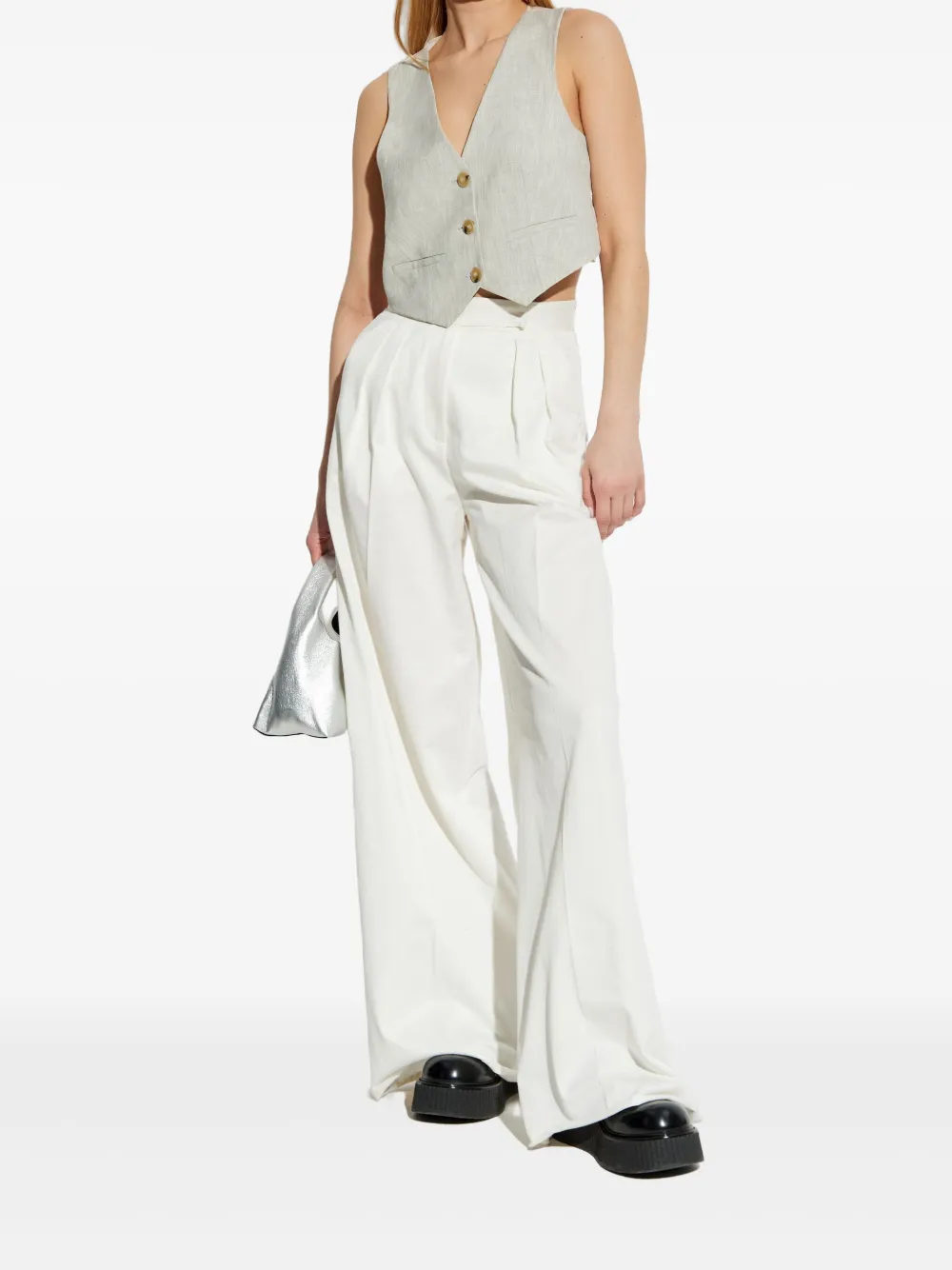 FORTE FORTE SLUB-TEXTURED WAISTCOAT