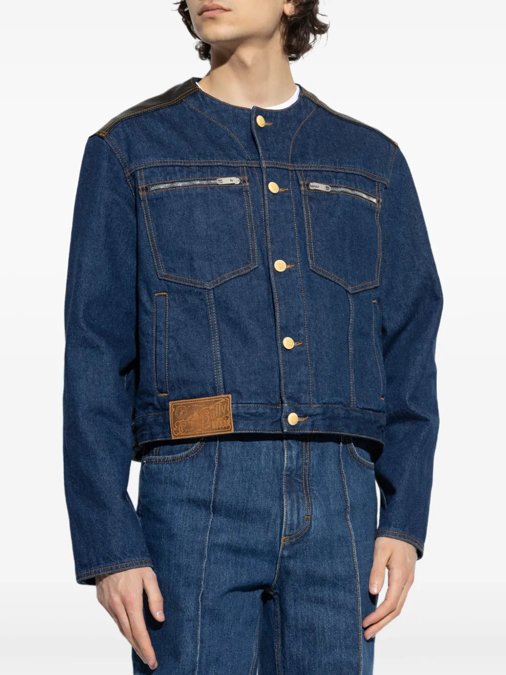 Bally Denim jack met logopatch Blauw