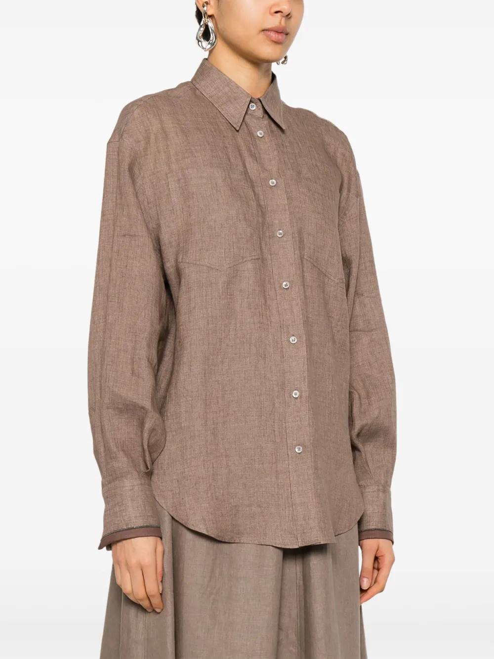 Brunello Cucinelli Blouse met kettingdetail Bruin