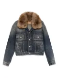 Balenciaga faux-fur collar denim jacket - Blue