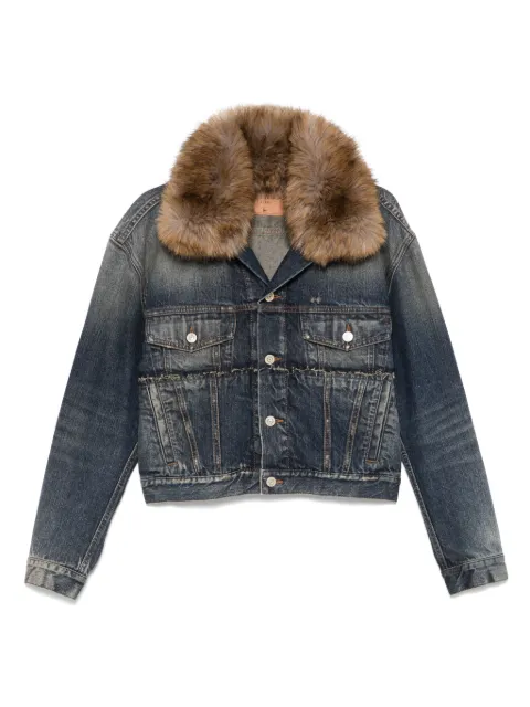 Balenciaga faux-fur collar denim jacket