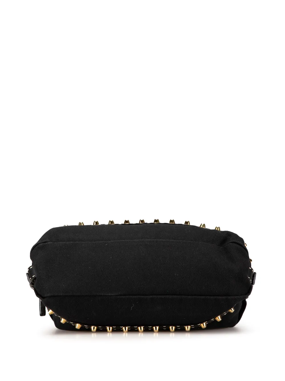 Pre-owned Fendi 2000-2010 Selleria Studded Canvas Shoulder Bag In 黑色