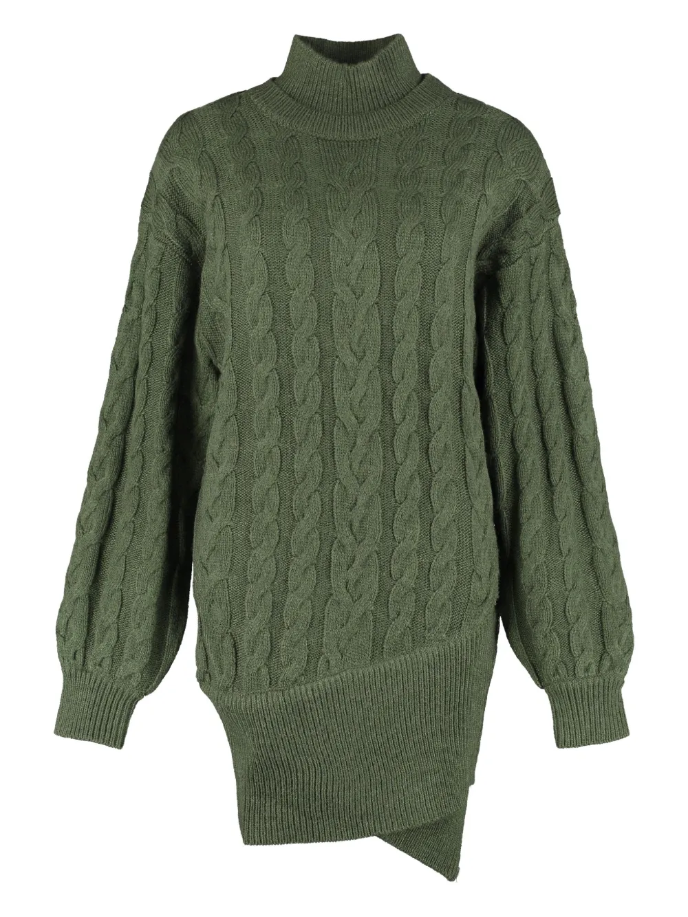 Retrofete Asymmetrisches Minikleid mit Zopfmuster | Grün | Image 1