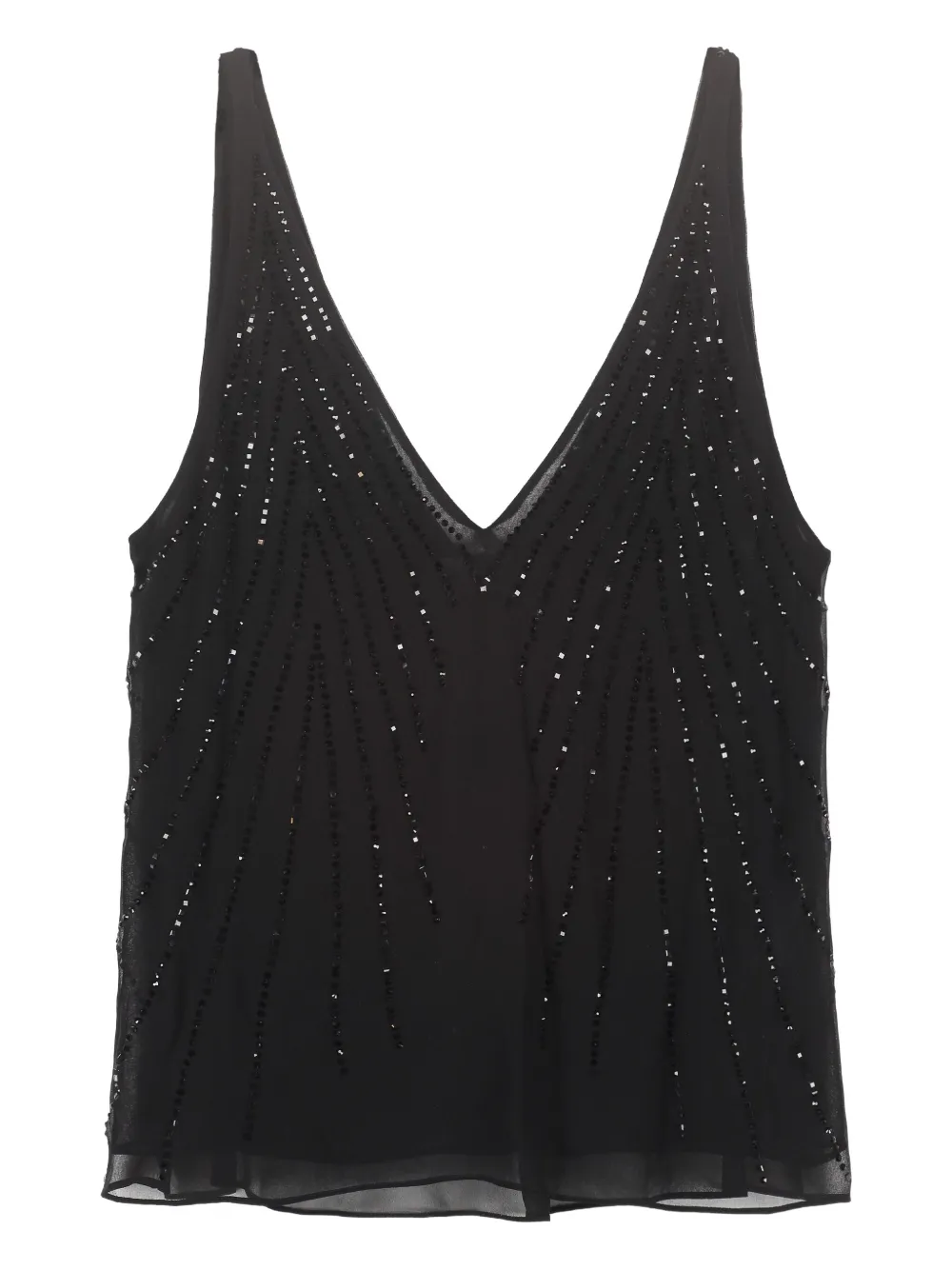 Retrofete top con cuello en V y mostacillas | Chalecos y camisetas | Image 2