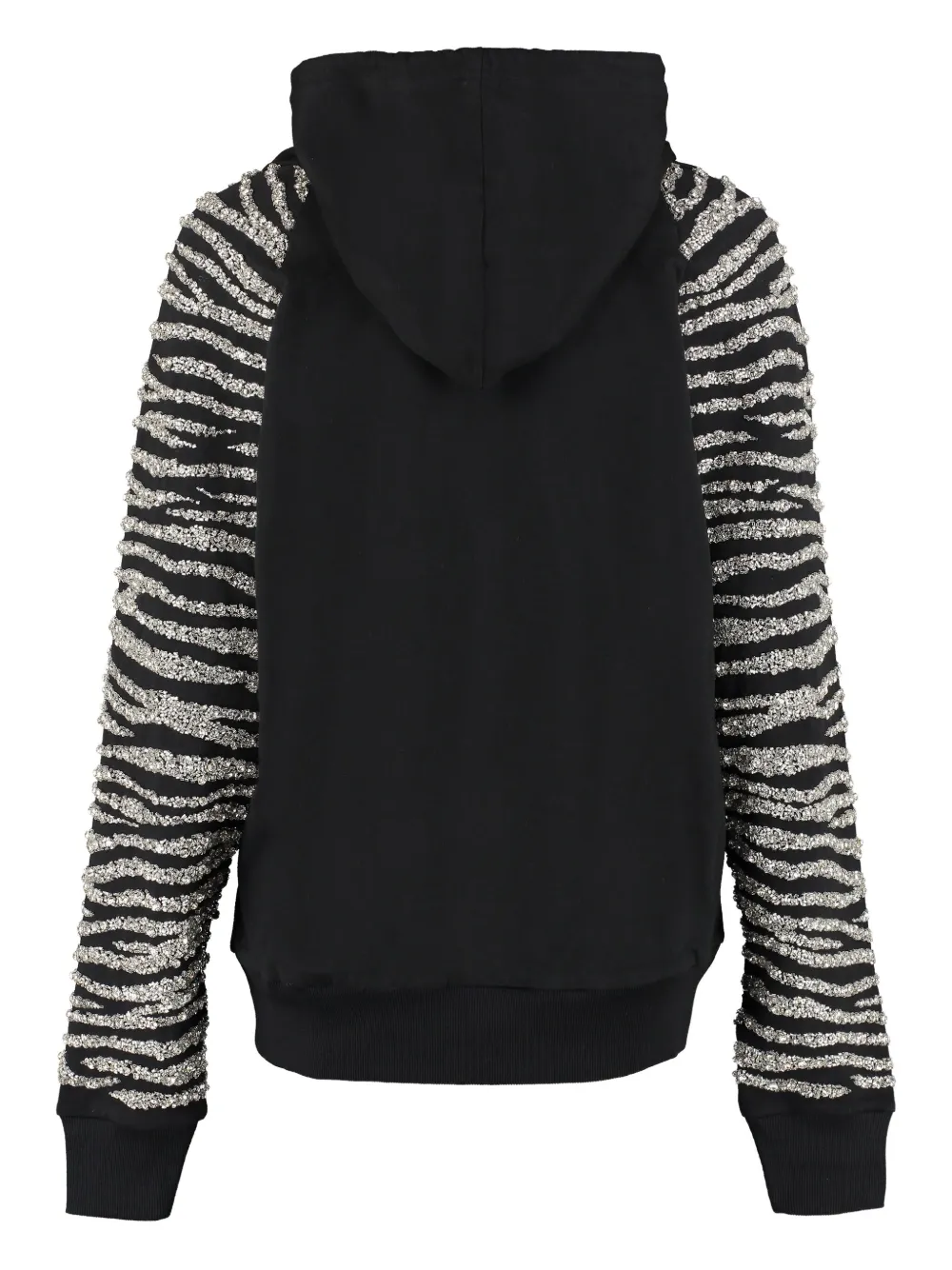 Retrofete zebra-striped embellished hoodie - Zwart