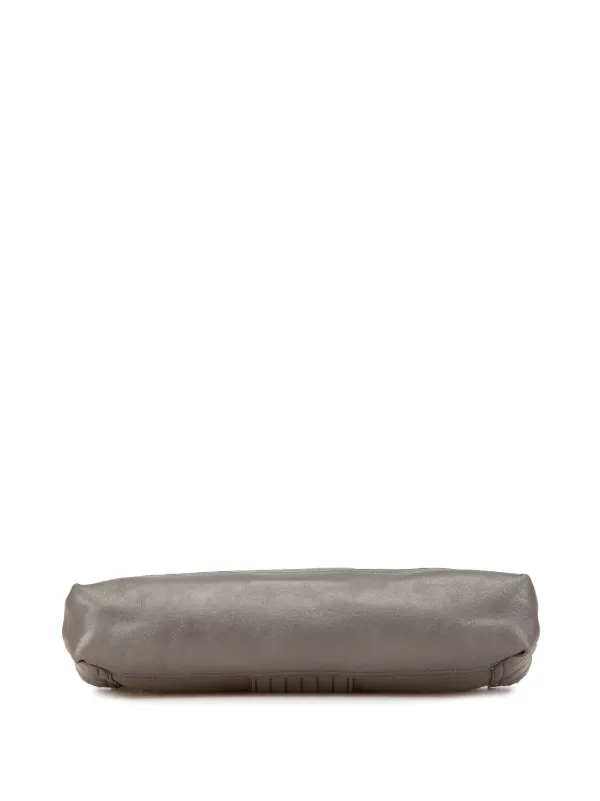 フェンディ BAGUETTE 牛革 ダークグレー ショルダーバッグ Fendi Pre-Owned 2010-2024 グレーズレザー チェーン フラップ