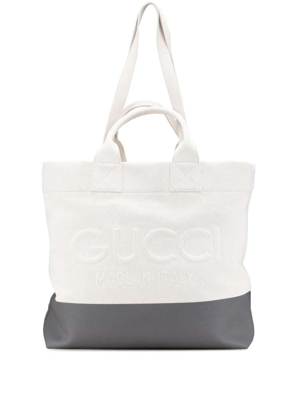 Gucci Pre-Owned 2016-2024 キャンバス エンボスロゴ トート サッチェルバッグ - グレー Gucci Pre-Owned 2016-2024 キャンバス エンボスロゴ トート サッチェルバッグ - グレー