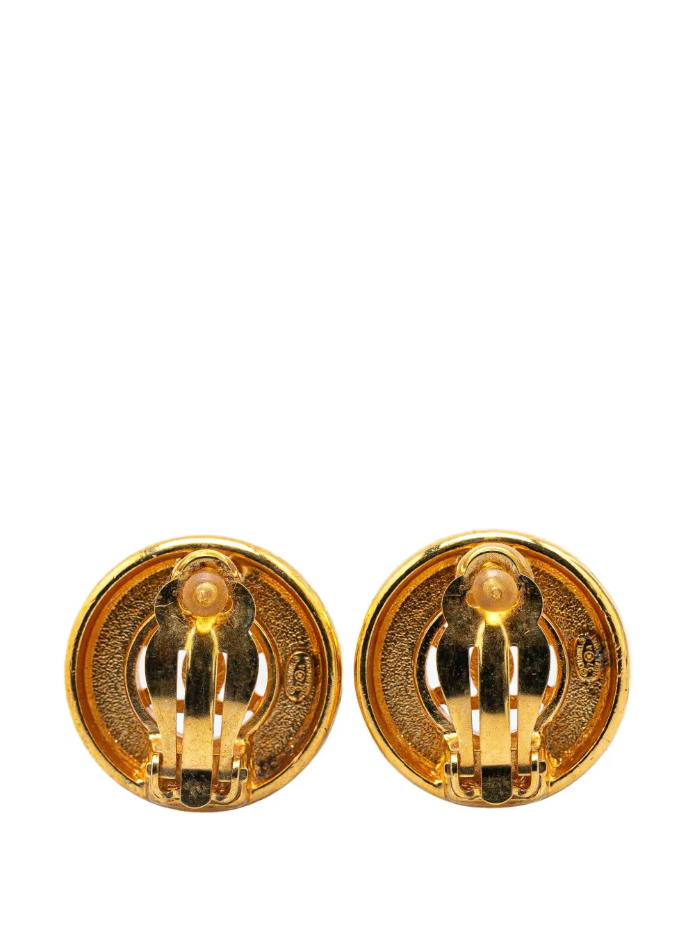 Pre-owned Chanel 1997 Gold Plated Cc Clip On Earrings Costume Earrings In 金色