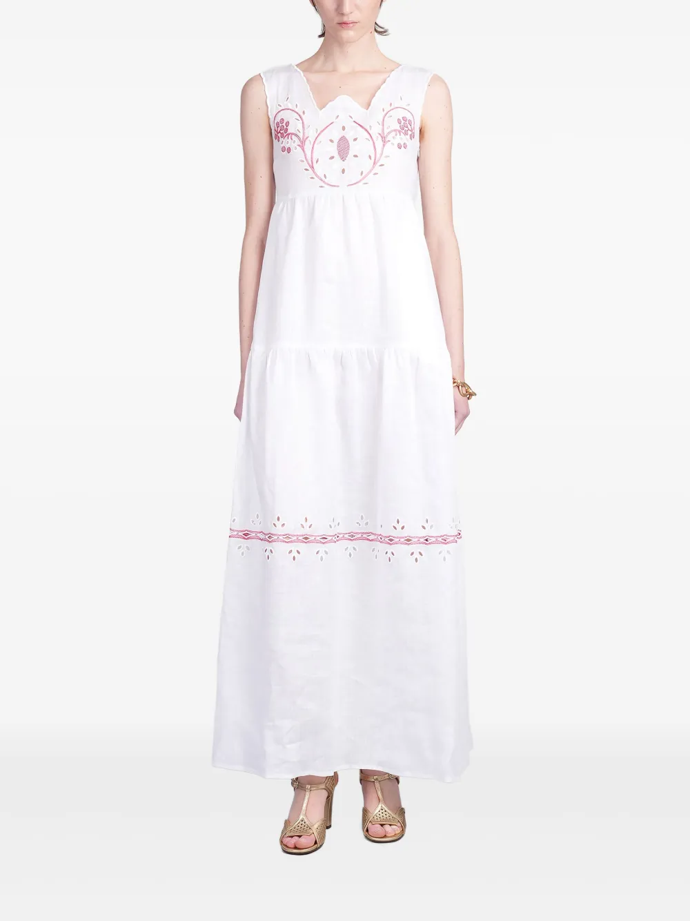 HOLY CAFTAN embroidery-detail maxi dress - Wit