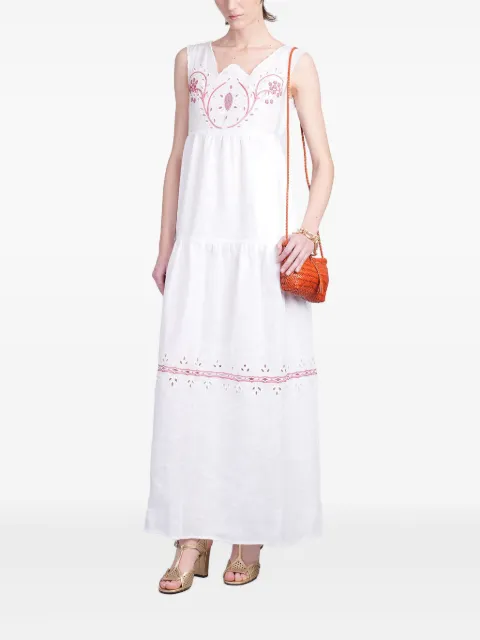 HOLY CAFTAN embroidery-detail maxi dress