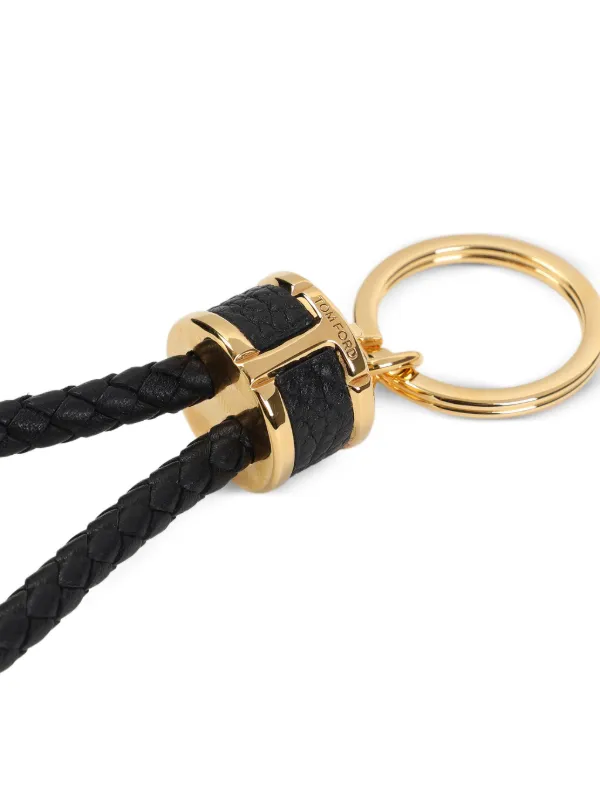 TOM FORD Braided Leather Keyring Black FARFETCH ID
