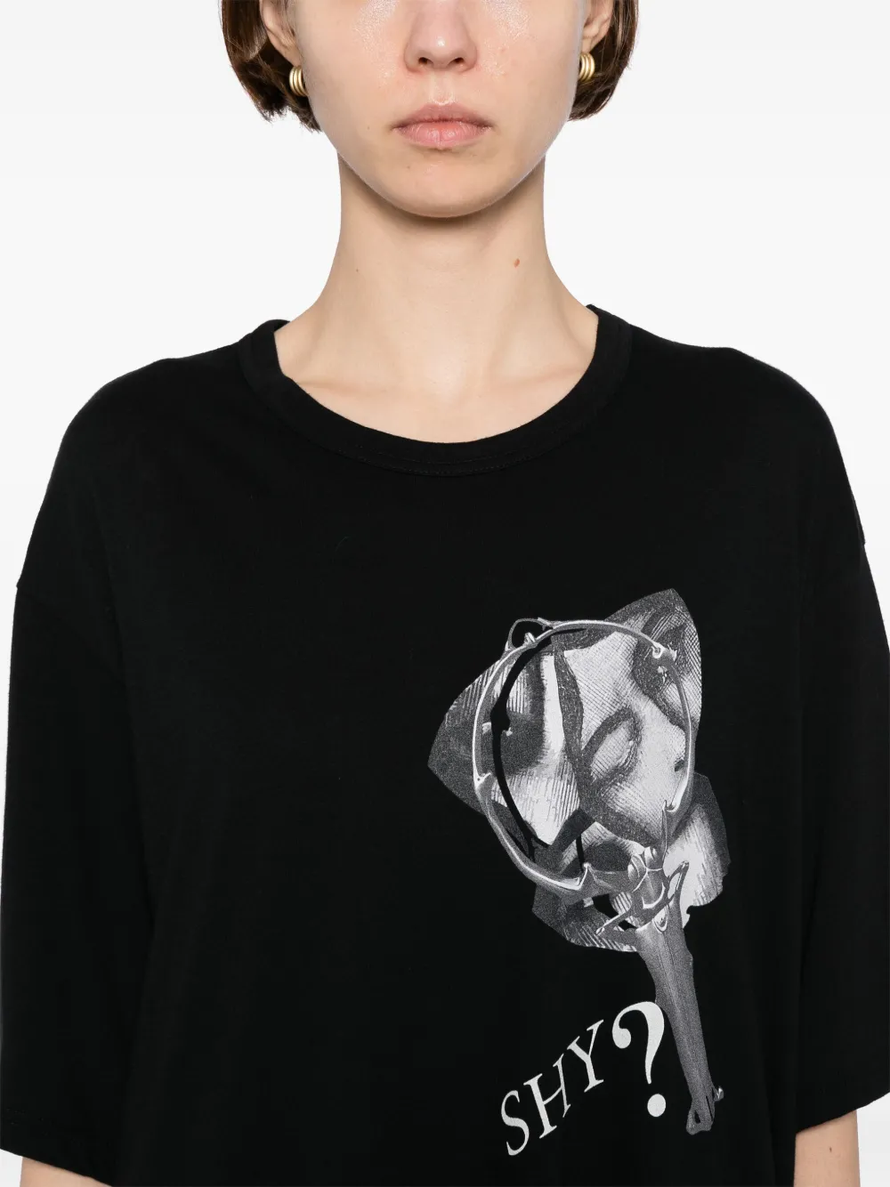 Yohji Yamamoto Katoenen jersey T-shirt Zwart