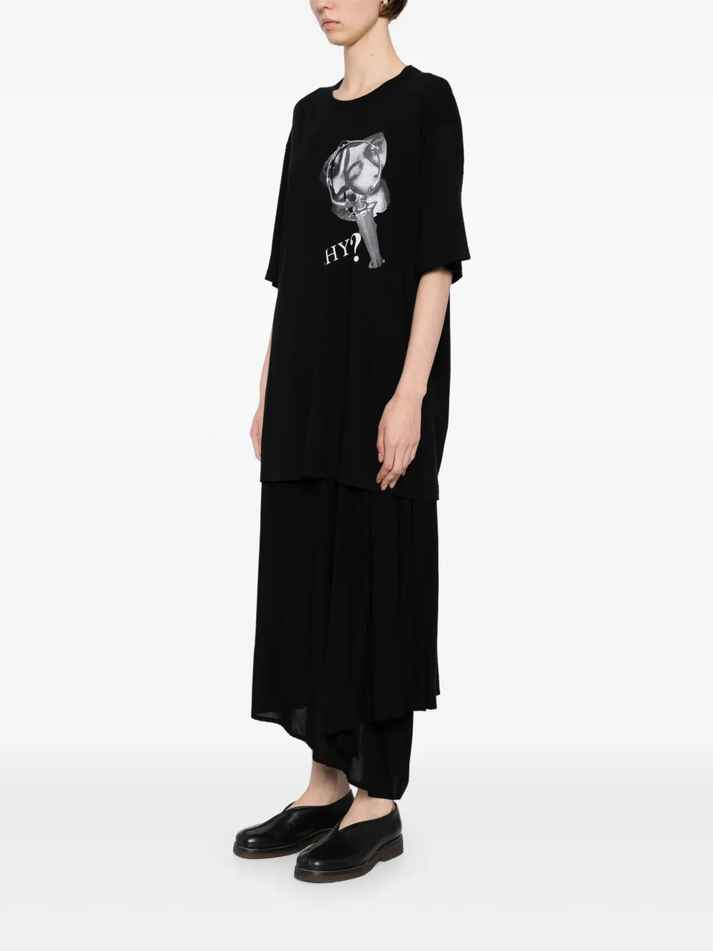 Yohji Yamamoto Katoenen jersey T-shirt Zwart