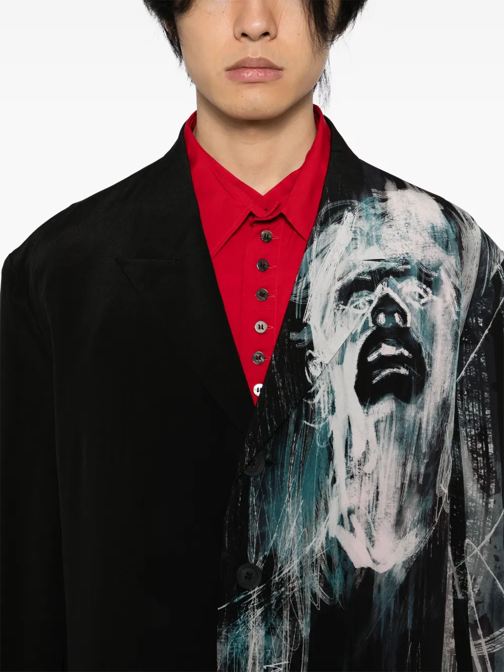 Yohji Yamamoto Blazer met patroon Zwart