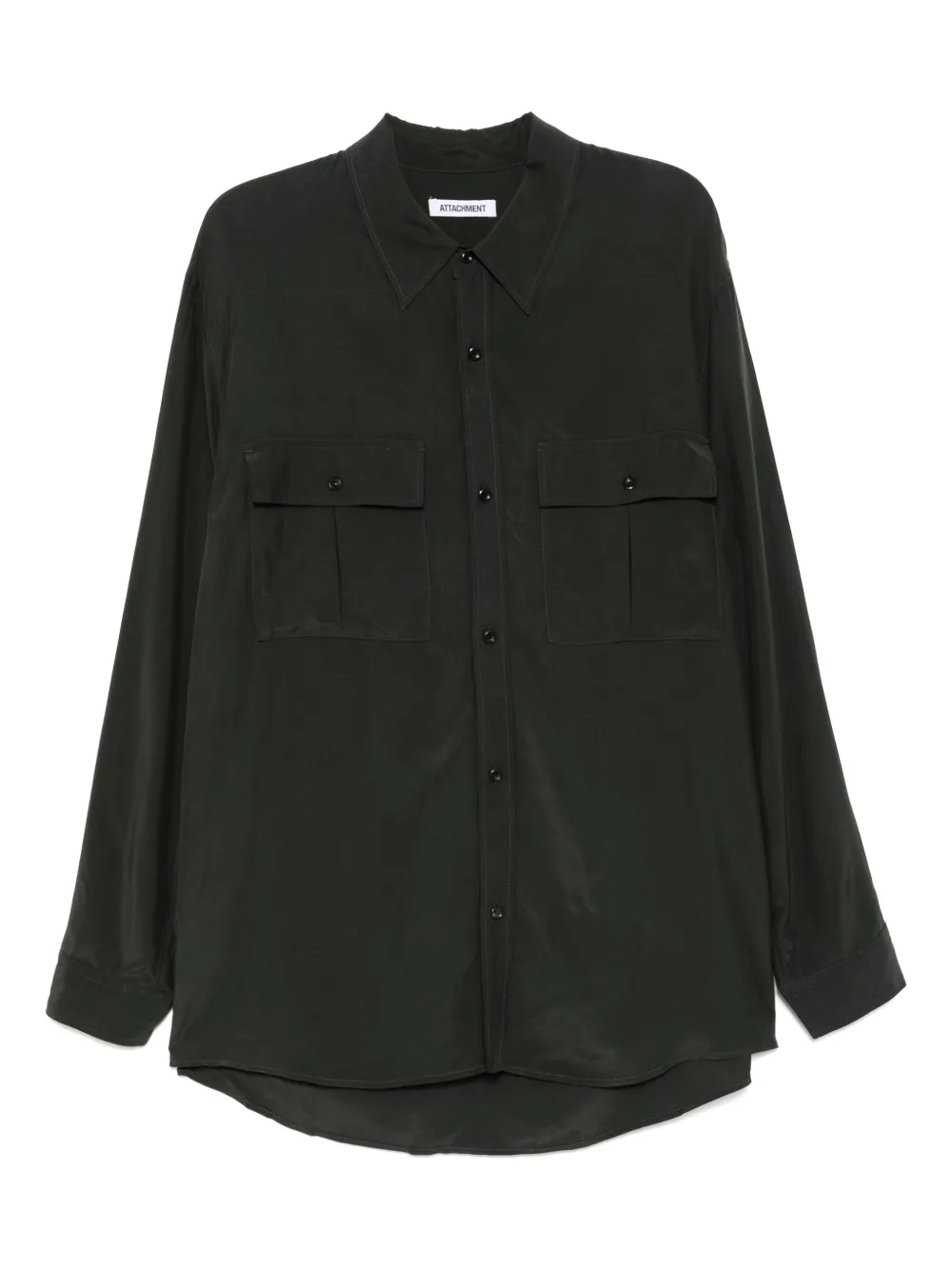 Attachment Fibril taffeta patch pocket shirt | Green | Image 1