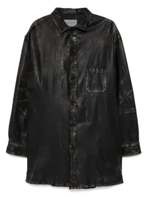 Giorgio Brato Leather Shirt Jacket | Black | FARFETCH JO
