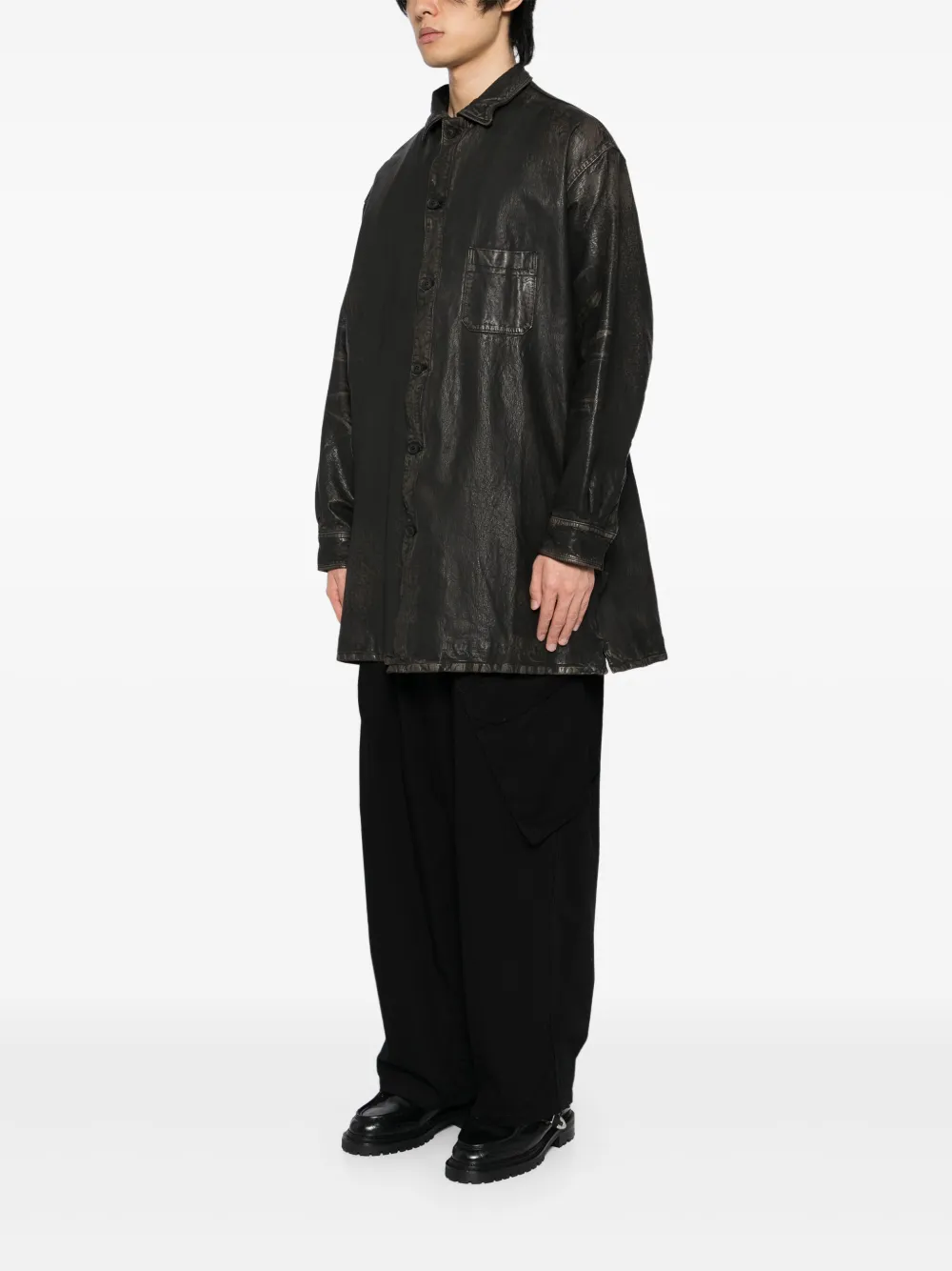 Shop Yohji Yamamoto Mimosa Shirt Jacket In Black