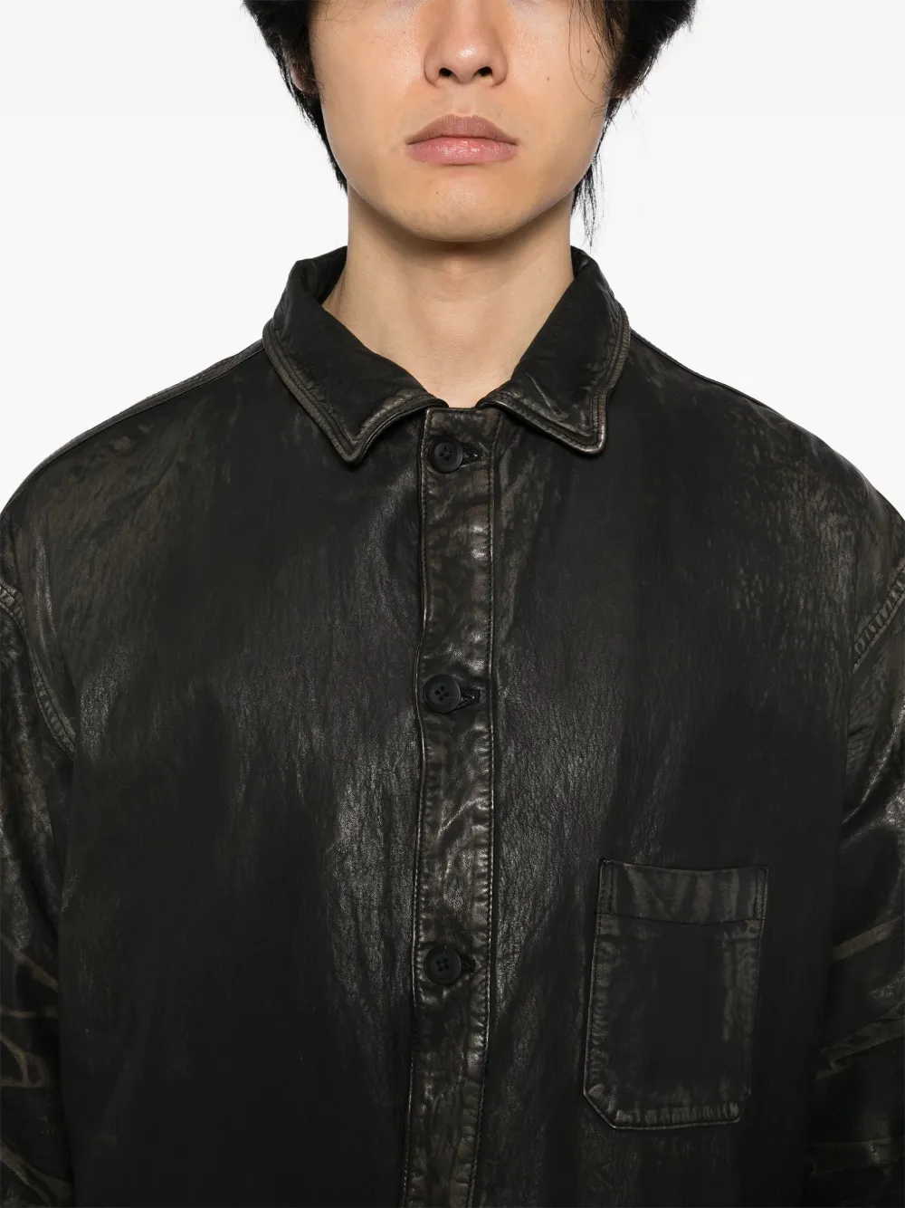 Shop Yohji Yamamoto Mimosa Shirt Jacket In Black