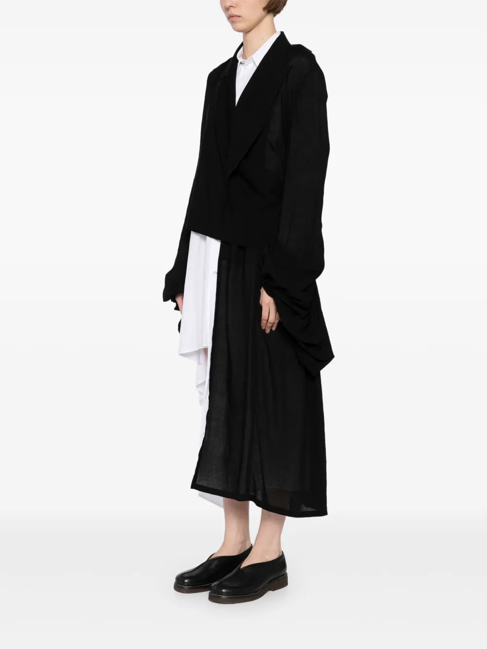 Yohji Yamamoto Wikkelblazer met ballonmouwen Zwart