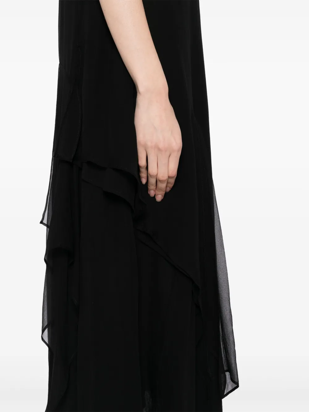 Yohji Yamamoto Jurk met gedrapeerde vierkante hals Zwart