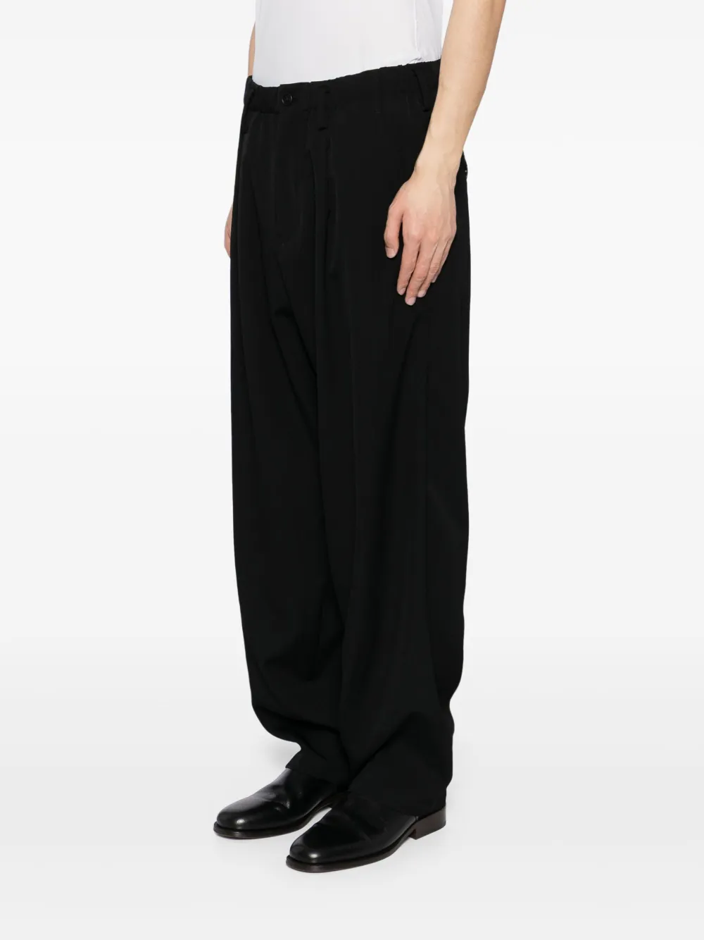 Yohji Yamamoto Wollen gabardine broek Zwart