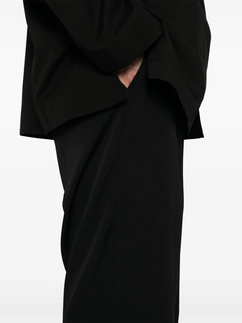 Yohji Yamamoto Wollen gabardine broek Zwart