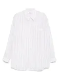 Attachment striped lenocloth shirt - White