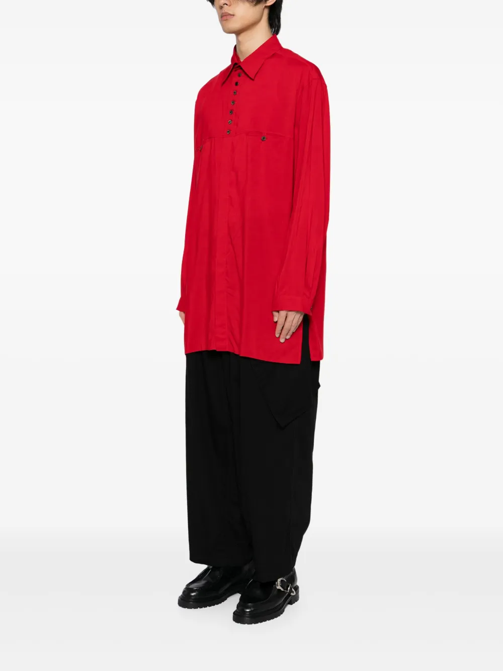 Yohji Yamamoto Overhemd met gespreide kraag Rood