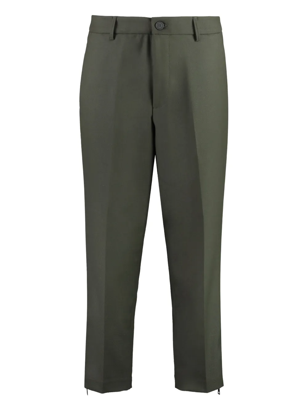 creased straight-leg trousers