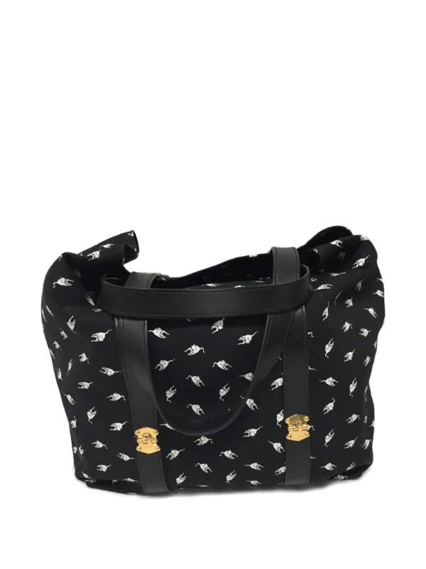 Miu Miu プリントトートバッグ Miu Miu Printed Tote Bag | Black | FARFETCH