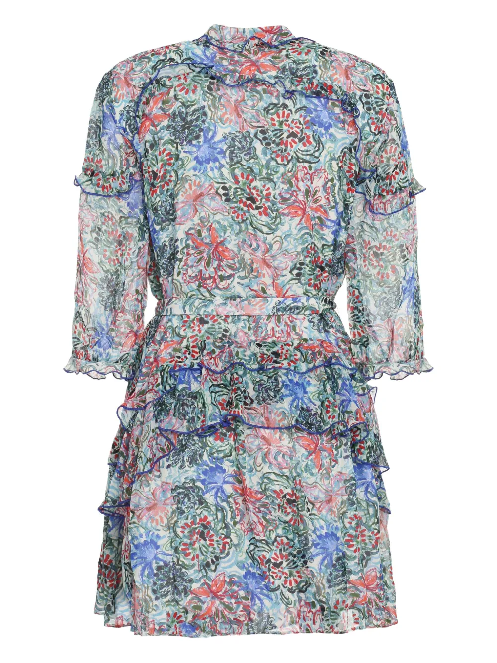 Saloni floral ruffled dress - Blauw