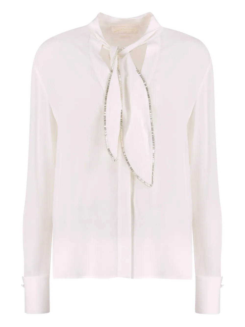 Genny blusa de seda con moño en el cuello | blanco | Image 1