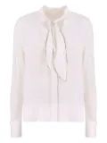 Genny silk neck-tie blouse - White