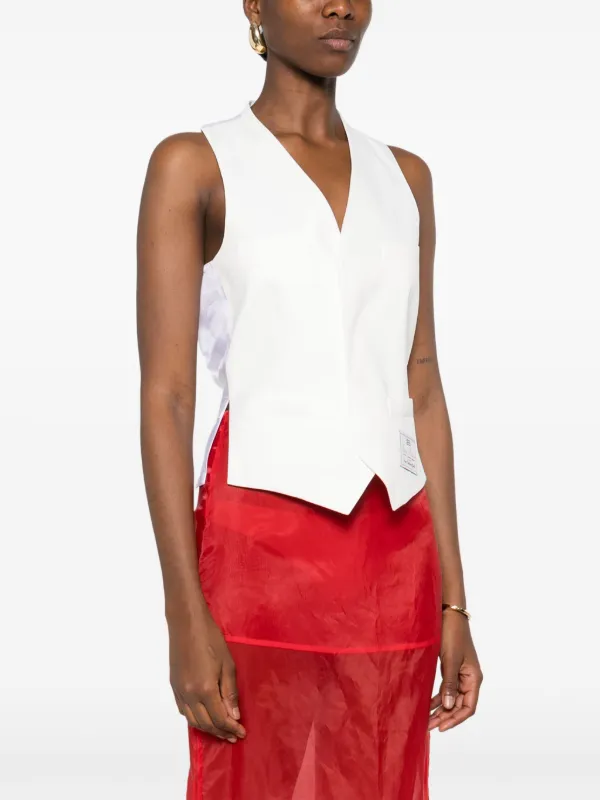 【関税込み】Victoria Beckham オフホワイト パネル ベスト Victoria Beckham ロゴパッチ ベスト | ホワイト | FARFETCH JP