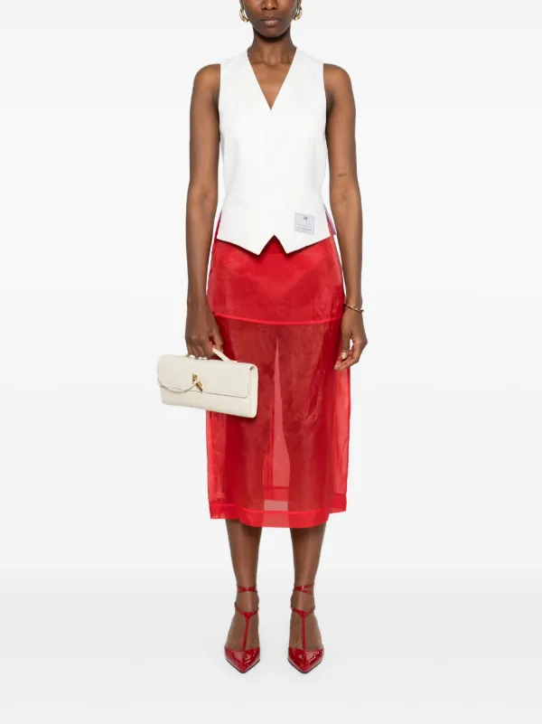 【関税込み】Victoria Beckham オフホワイト パネル ベスト Victoria Beckham ロゴパッチ ベスト | ホワイト | FARFETCH JP
