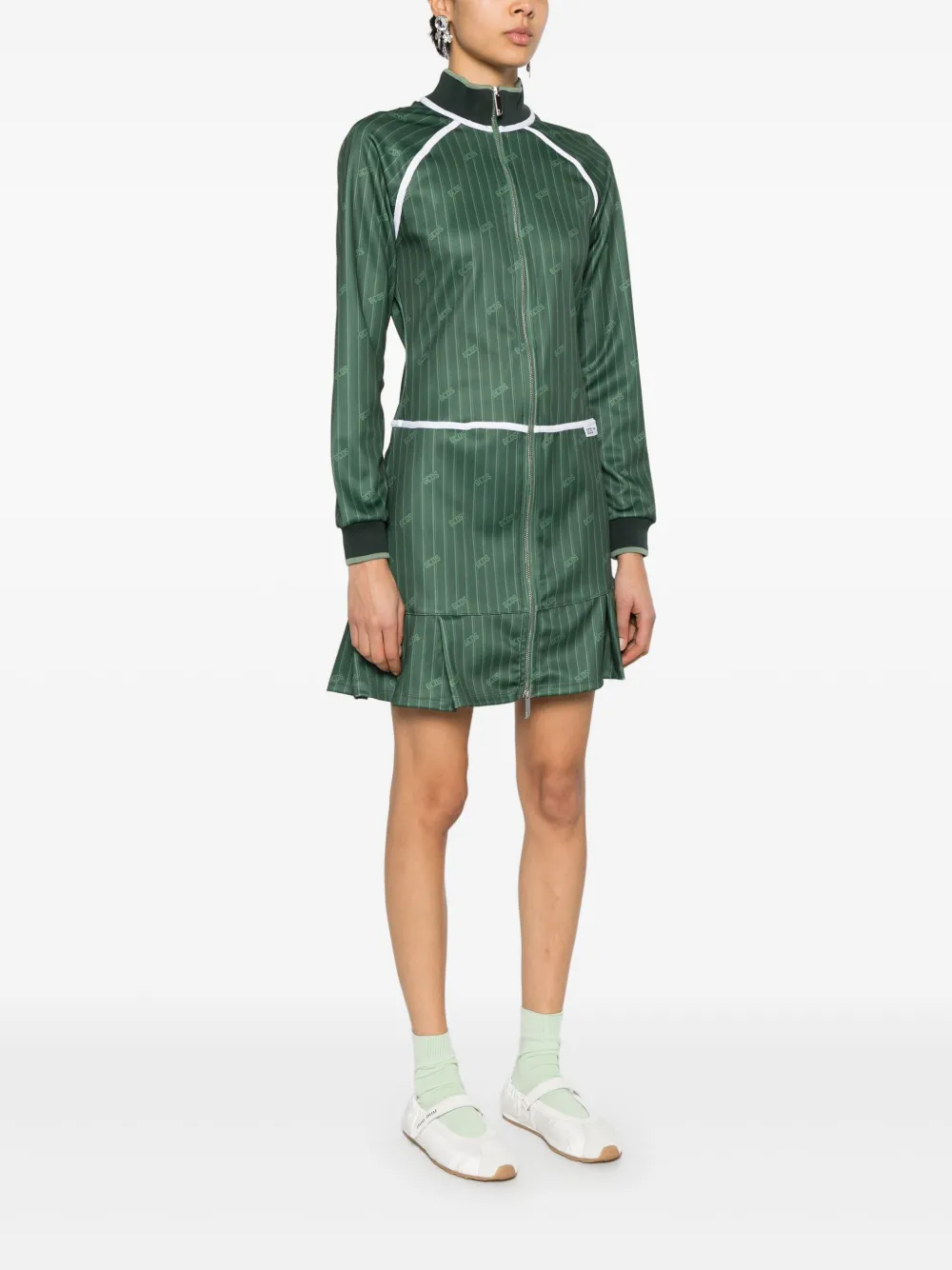 GCDS Mini-jurk met krijtstreep en rits Groen