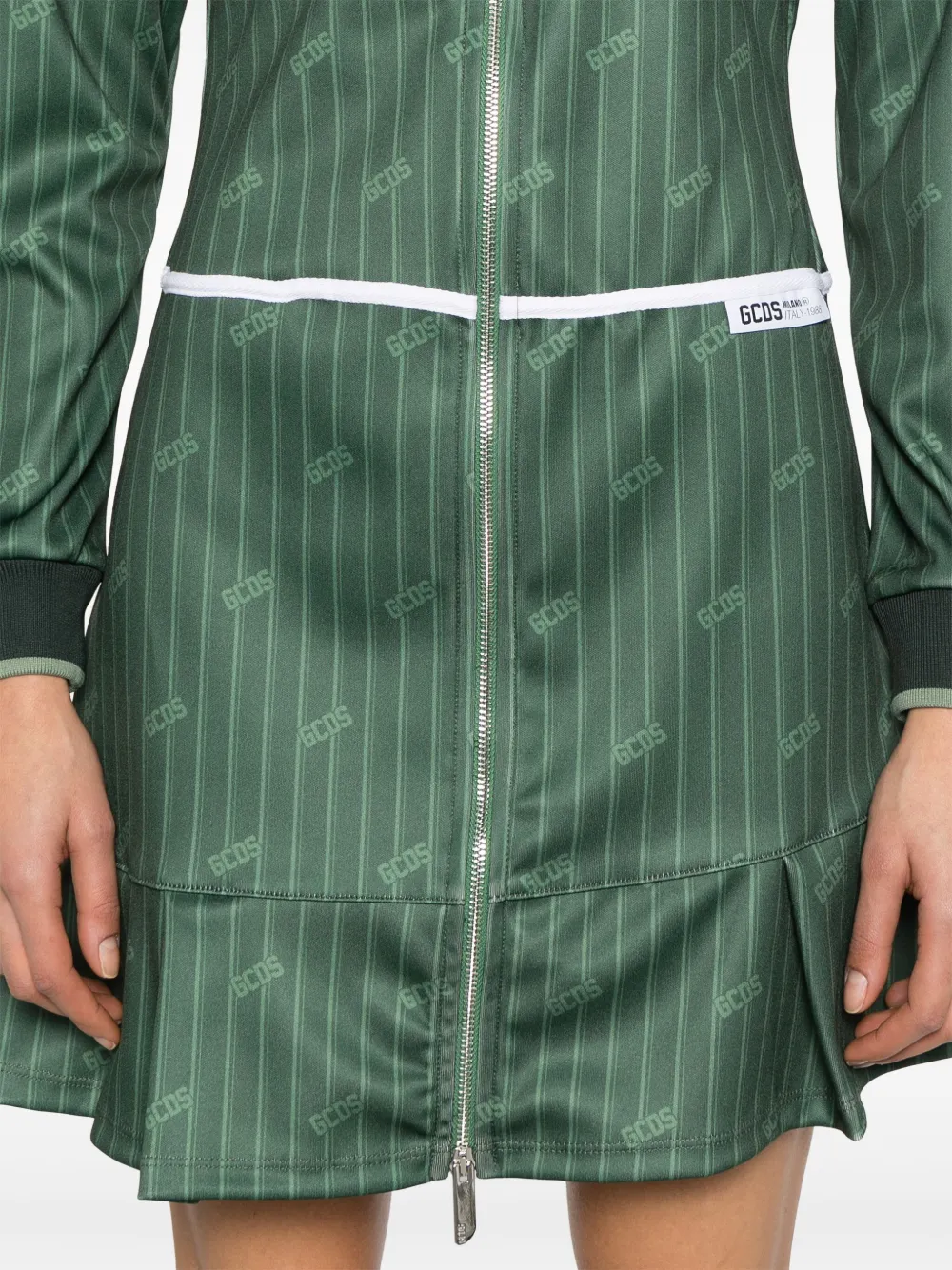 GCDS Mini-jurk met krijtstreep en rits Groen