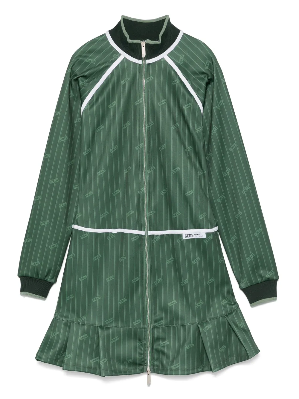 GCDS Mini-jurk met krijtstreep en rits Groen