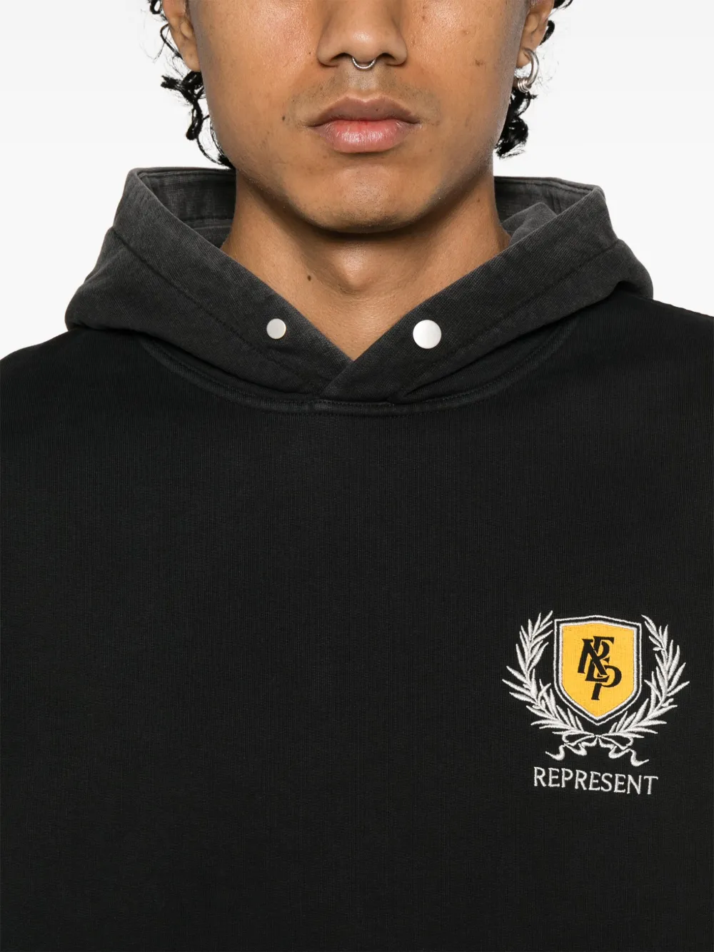 Shop Represent Crest Hoodie In Black