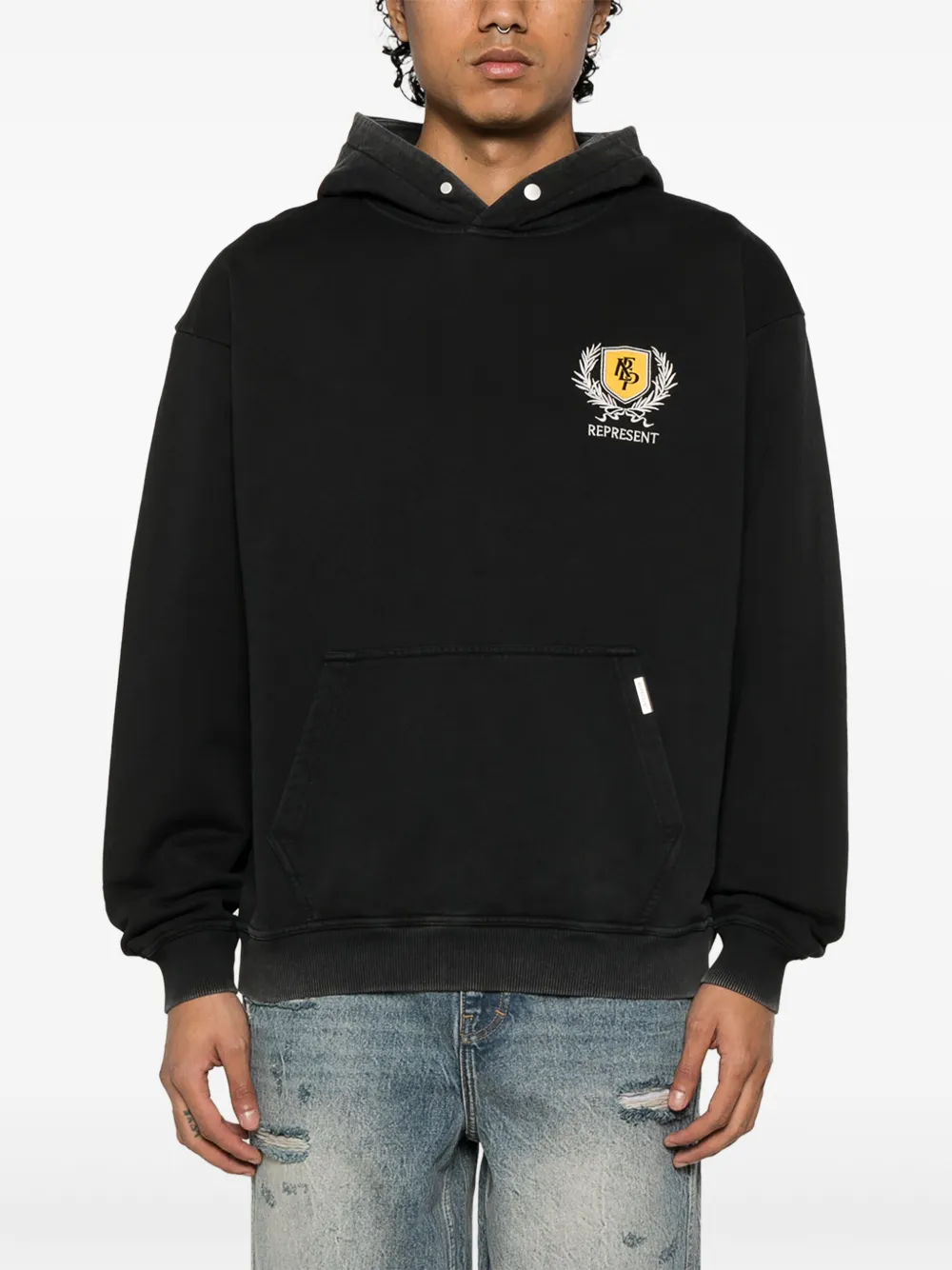 Shop Represent Crest Hoodie In Black