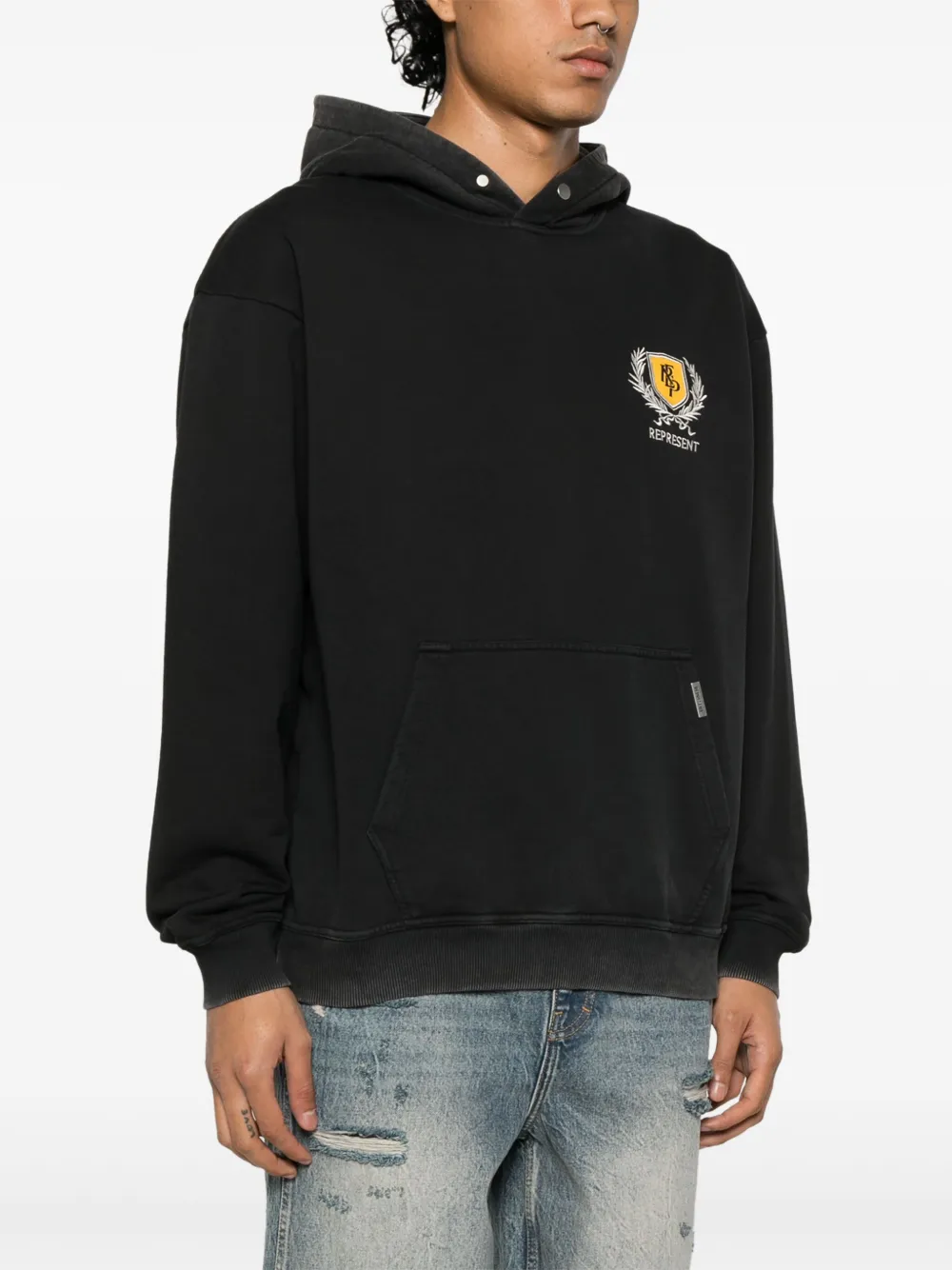 Shop Represent Crest Hoodie In Black
