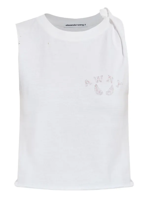 Alexander Wang Logo-print Cropped Tank Top in White