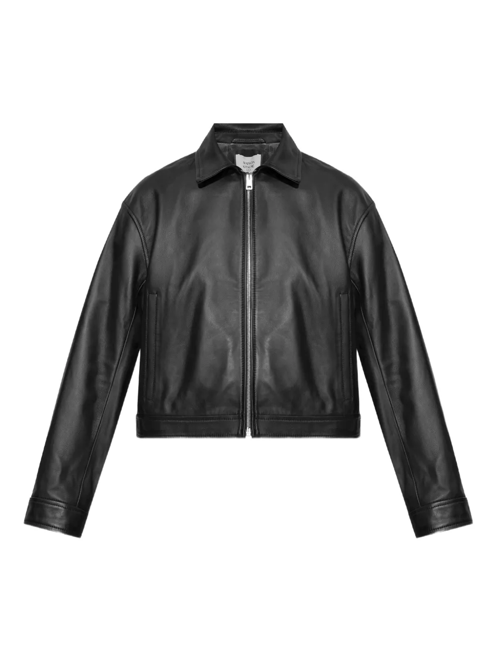 MAISON KITSUNÉ CROPPED LEATHER JACKET