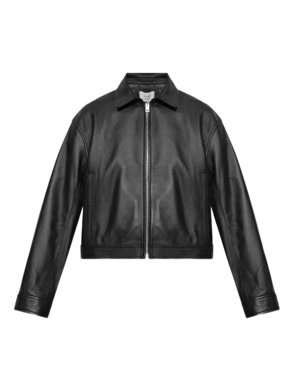 Maison Kitsuné クロップド レザージャケット | ブラック | FARFETCH JP