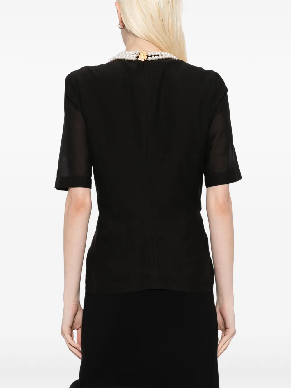 Shop Moschino Pearl-embellished T-shirt In Schwarz