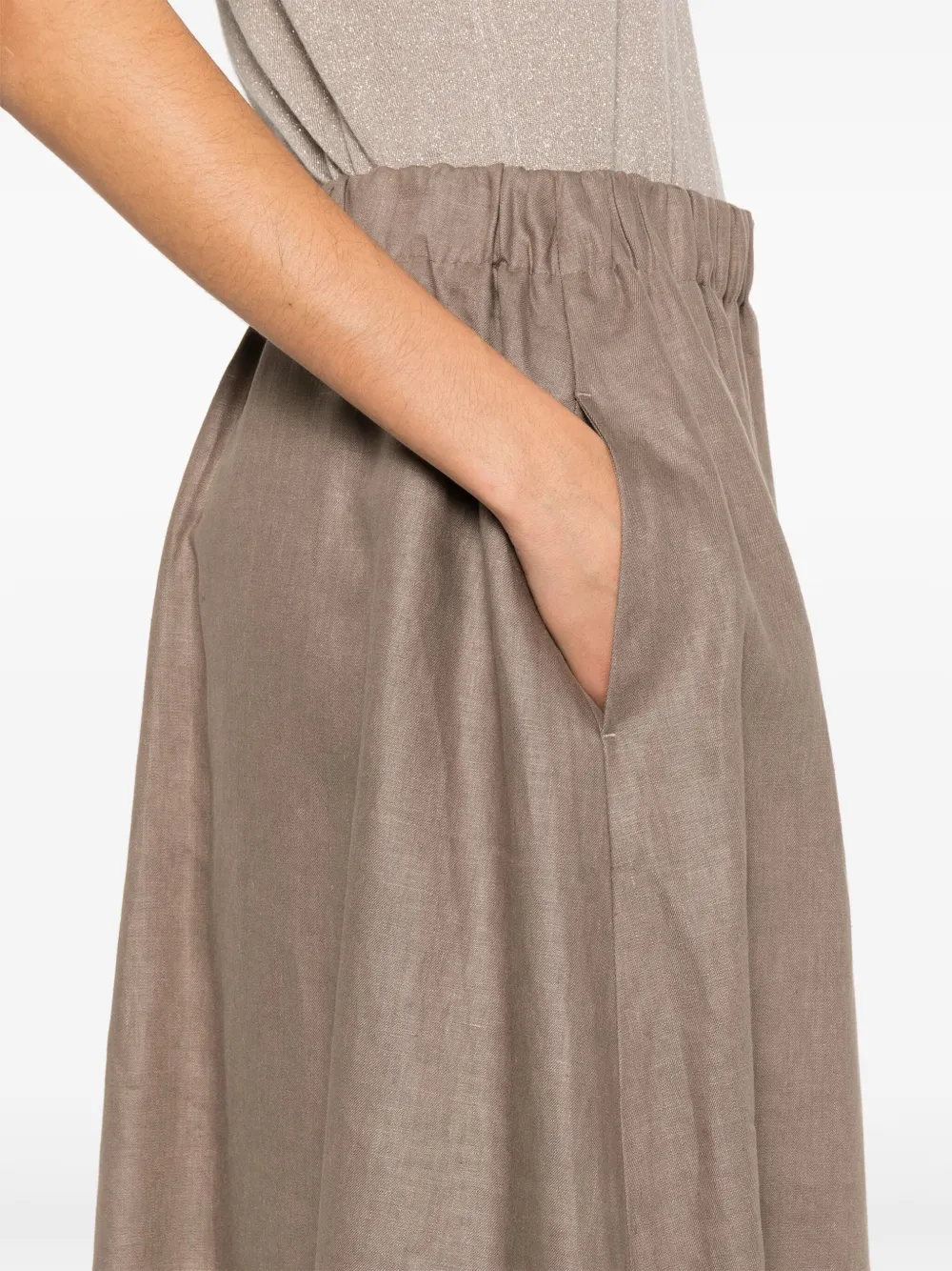 Brunello Cucinelli Linnen midi-rok Bruin